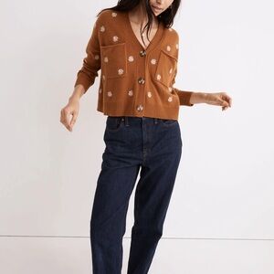 Madewell Brown Cardigan with Floral Embroidery